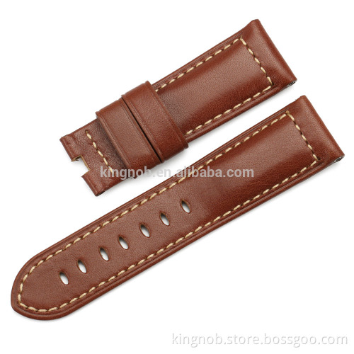 24mm stainless steel deployment style clasp watch strap leather band watch for panerai